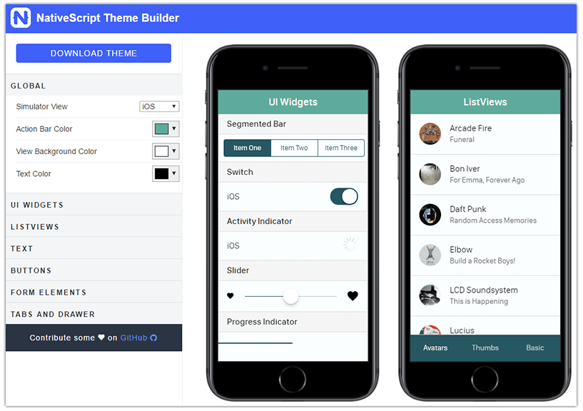 nativescript theme builder nativescript theme builder